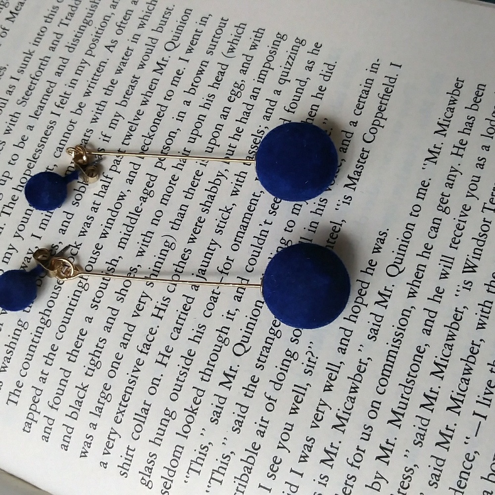 💖 Blue Ball Drop Earrings - Picture 4 of 4